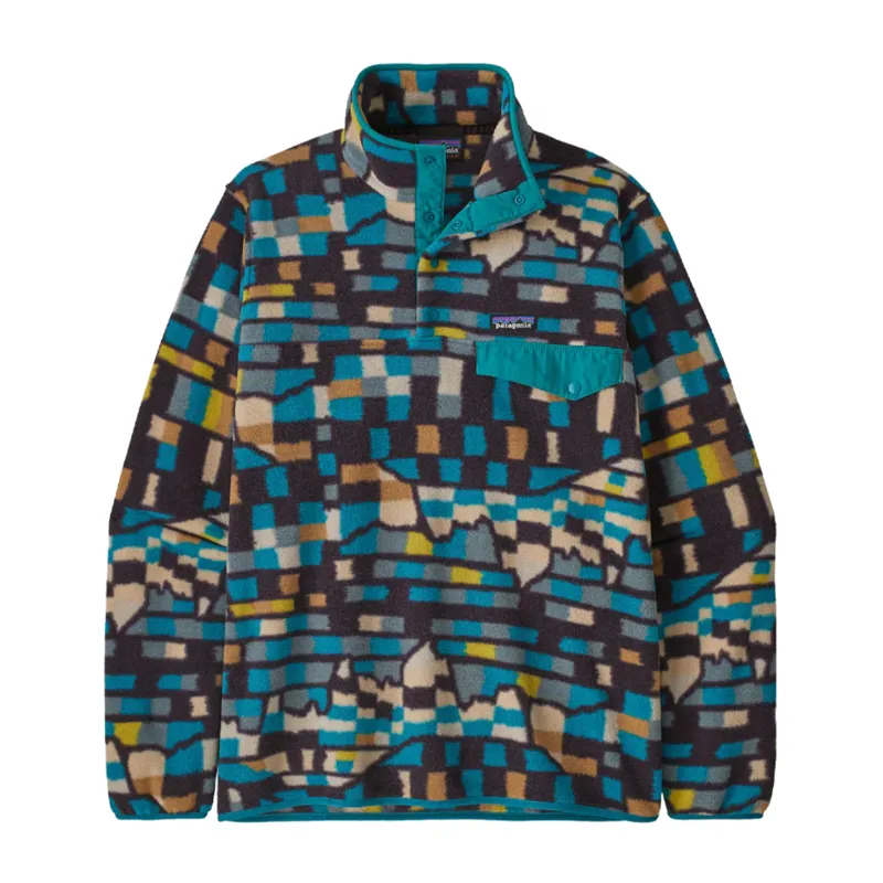 Patagonia Men's LW Synch Snap-T Pullover in Fitz Roy Patchwork: Belay Blue