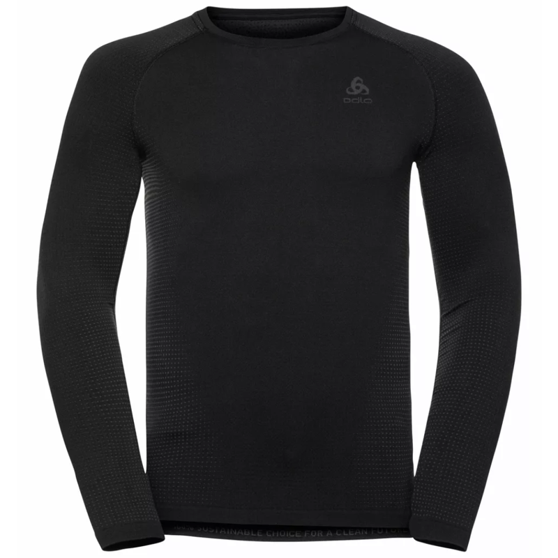Odlo Men's Performance Light L/S Crew in Black - Odlo Graphite Grey