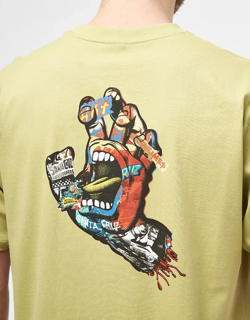 Santa Cruz Mens Collage Hand T-Shirt in Faded Khaki-1