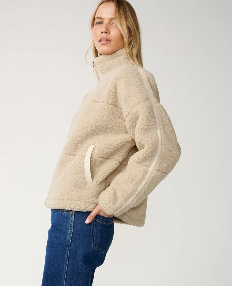 Rip Curl Womens Cala Nights Sherpa Jacket in Natural-4