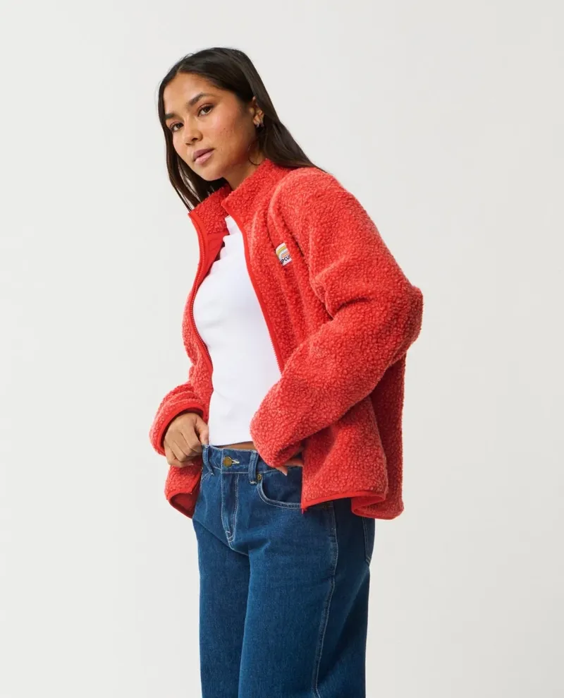 Rip Curl Womens Every Day Zip Through Polar Fleece in Red-1
