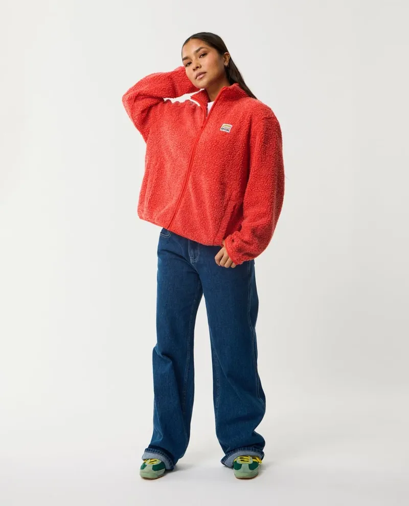 Rip Curl Womens Every Day Zip Through Polar Fleece in Red-3