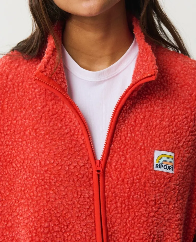 Rip Curl Womens Every Day Zip Through Polar Fleece in Red-5