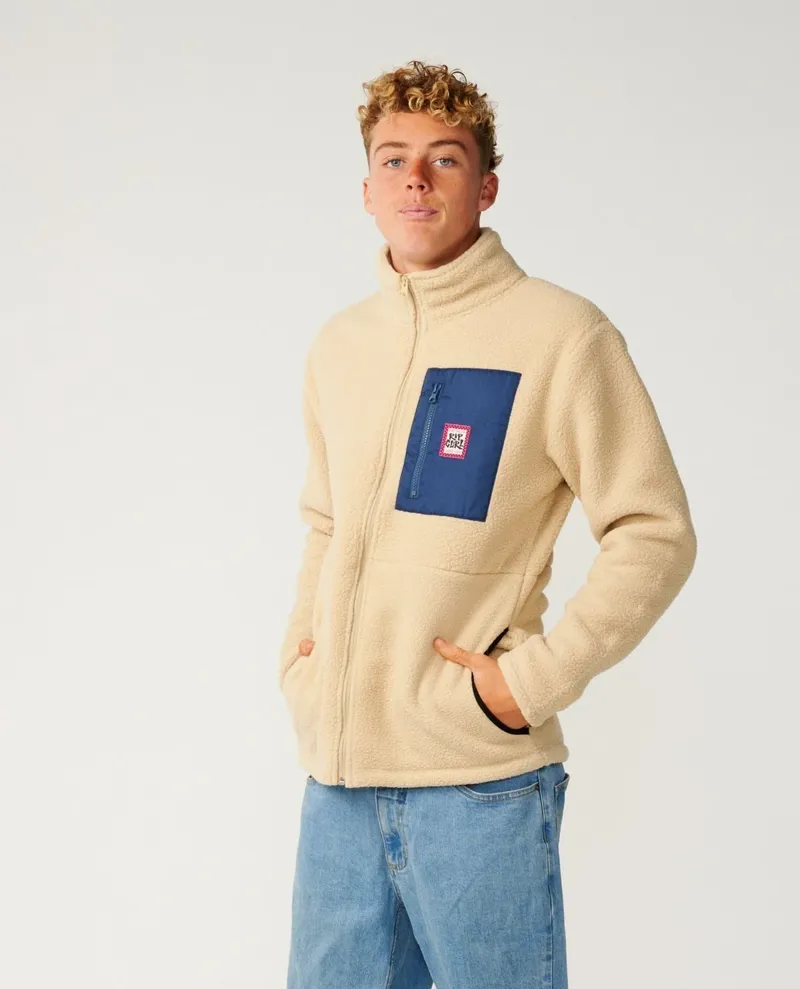 Rip Curl Mens Streamline Big Bear Polar Fleece in Khaki Sand-5
