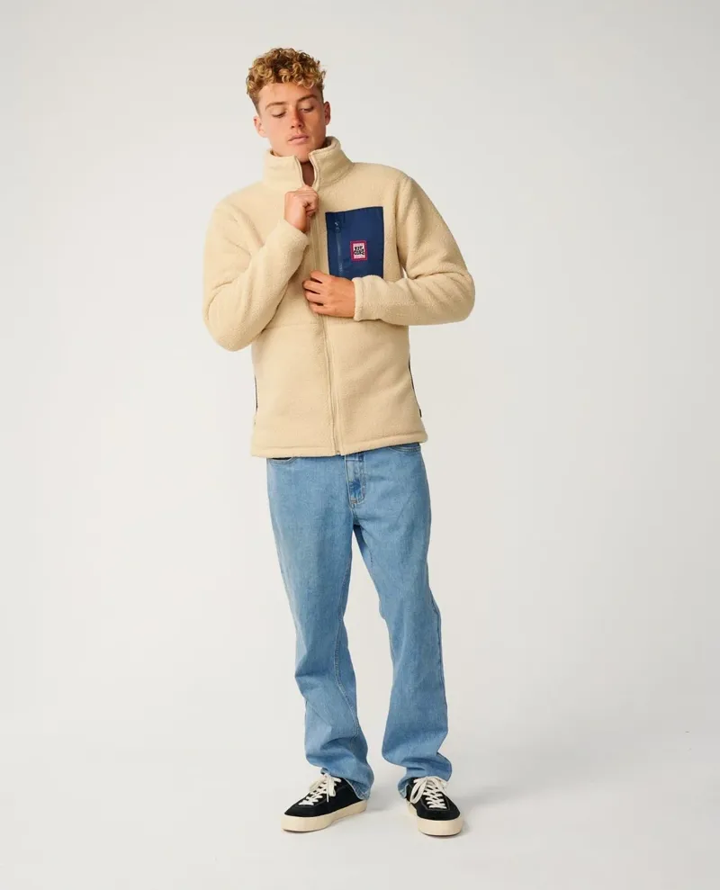 Rip Curl Mens Streamline Big Bear Polar Fleece in Khaki Sand-3