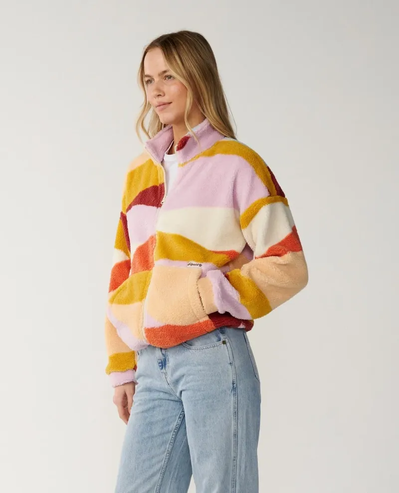 Rip Curl Womens Retro Swell Standard Zip Through Polar Fleece in Multi-1
