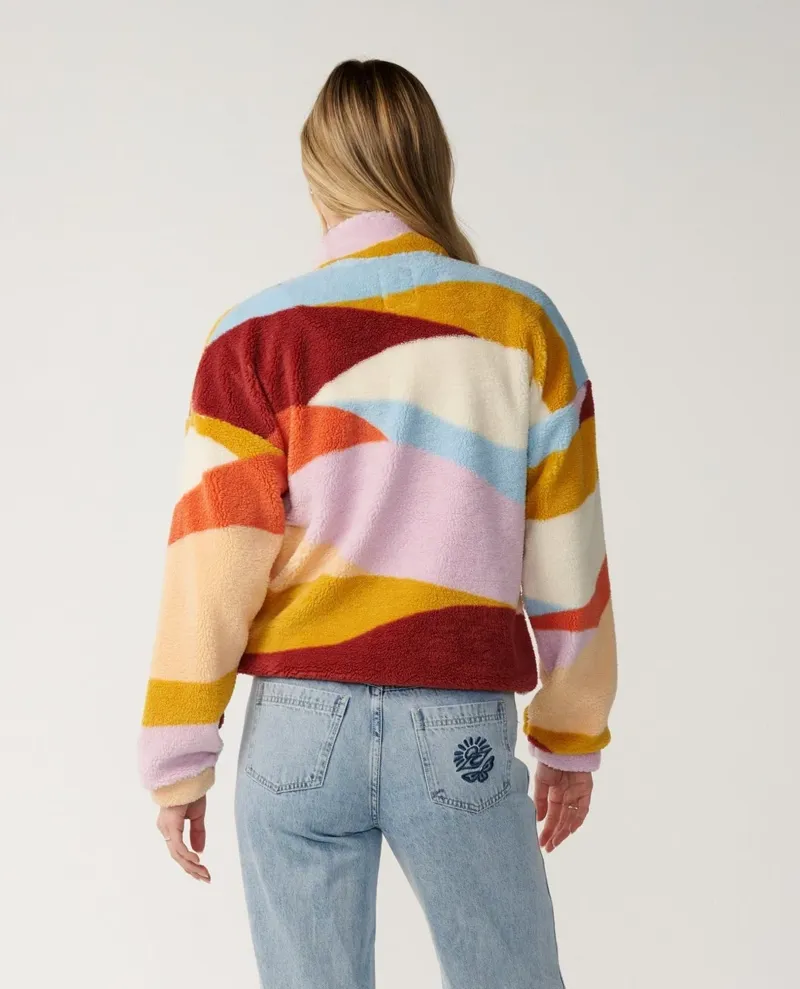 Rip Curl Womens Retro Swell Standard Zip Through Polar Fleece in Multi-2