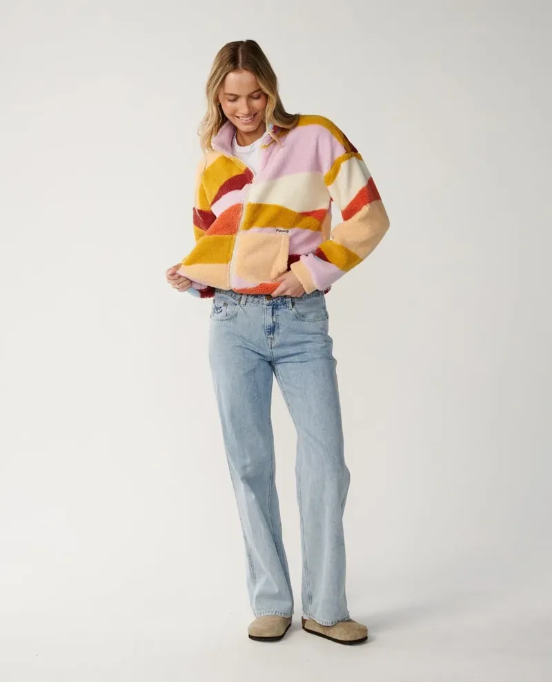 Rip Curl Womens Retro Swell Standard Zip Through Polar Fleece in Multi-3