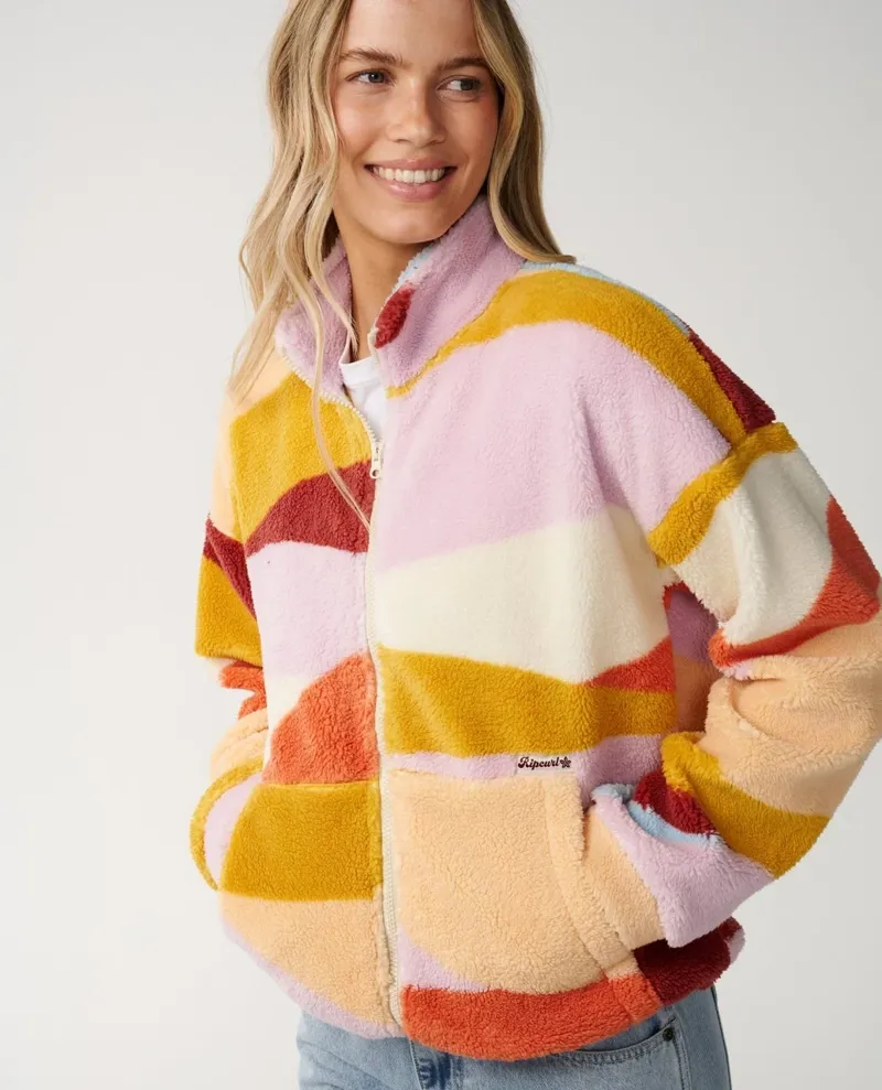 Rip Curl Womens Retro Swell Standard Zip Through Polar Fleece in Multi-4
