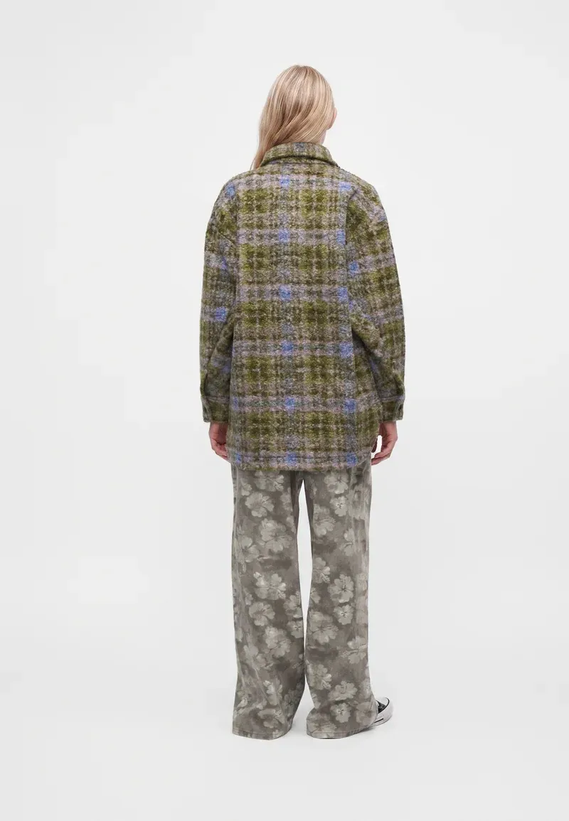 Roxy Womens Over And Above Fleece Jacket in Oil Green Tartan Plaid-5
