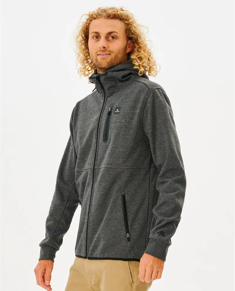Rip Curl Anti Series Departed Zip Through Fleece in Charcoal Marl-3