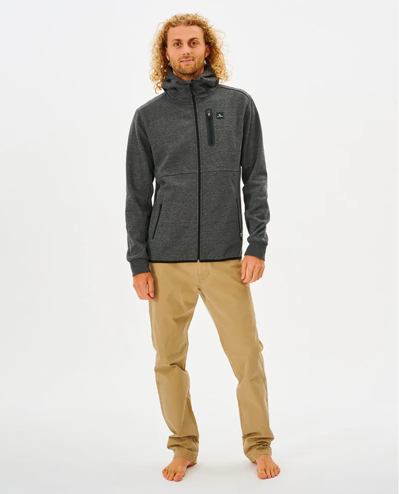 Rip Curl Anti Series Departed Zip Through Fleece in Charcoal Marl-2