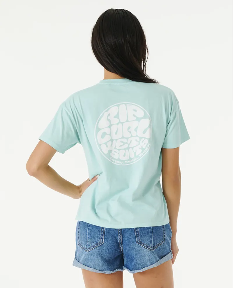 Rip Curl Wettie Icon Relaxed T-Shirt in Light Aqua-1