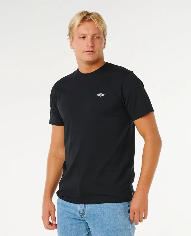 Rip Curl Mens Streamline Embroid Tee in Black-1