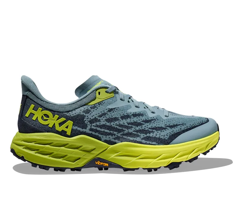 Hoka Men's Speedgoat 5 Shoes in Stone Blue/Dark Citron