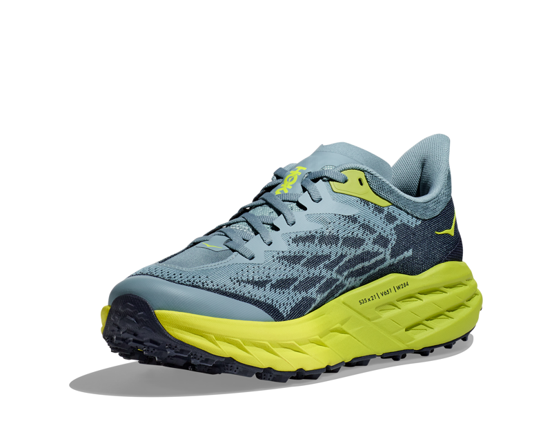 Hoka Men's Speedgoat 5 Shoes in Stone Blue/Dark Citron-5