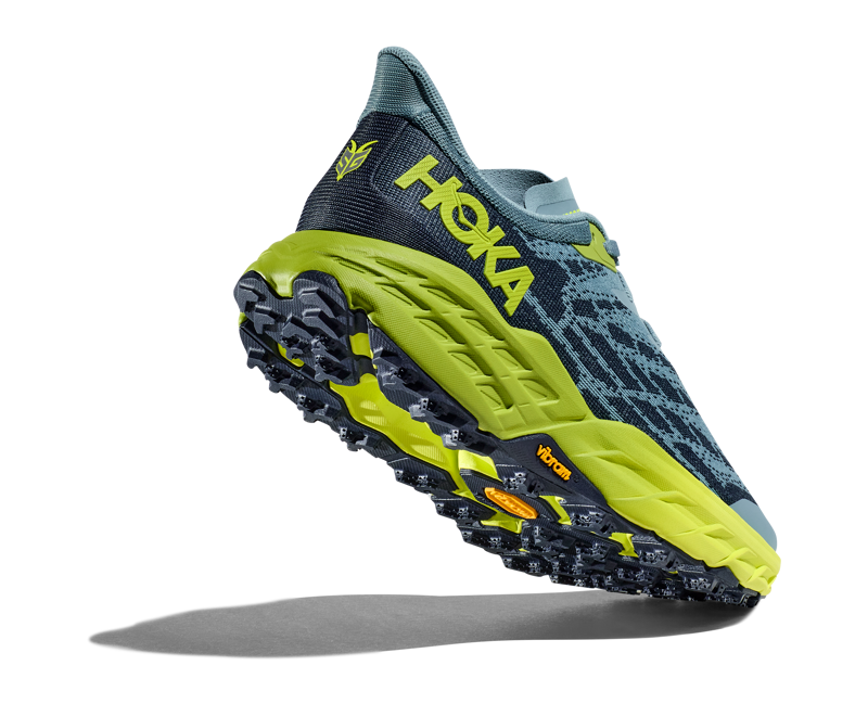 Hoka Men's Speedgoat 5 Shoes in Stone Blue/Dark Citron-3