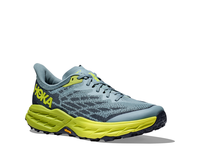Hoka Men's Speedgoat 5 Shoes in Stone Blue/Dark Citron-2