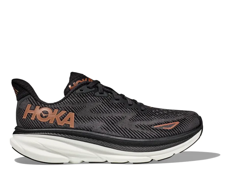 Hoka Women's Clifton 9 Shoes in Black/Copper