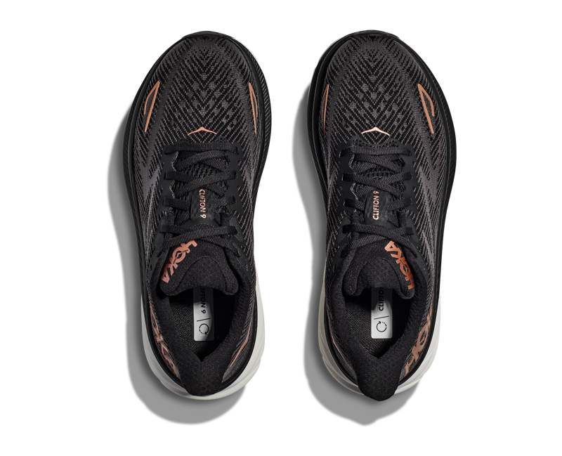 Hoka Women's Clifton 9 Shoes in Black/Copper-4