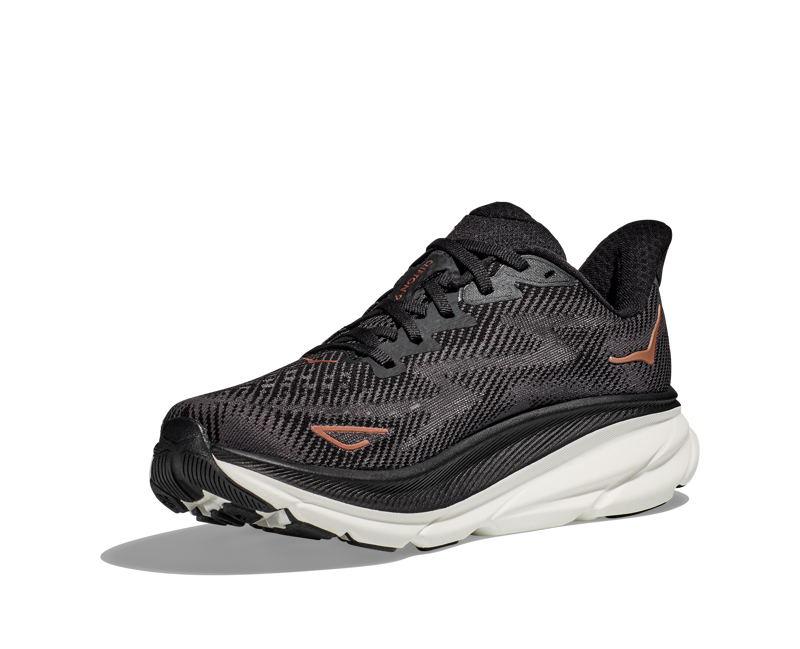 Hoka Women's Clifton 9 Shoes in Black/Copper-3