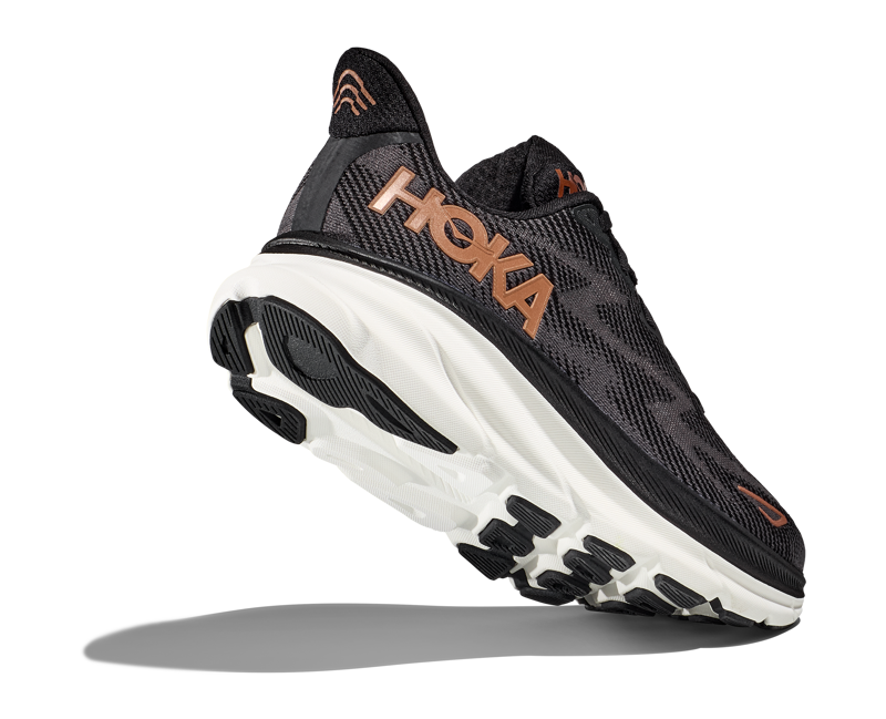 Hoka Women's Clifton 9 Shoes in Black/Copper-1