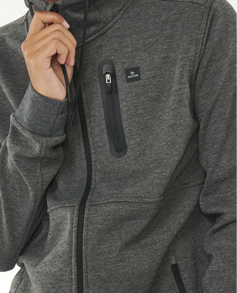 Rip Curl Anti Series Departed Zip Through Fleece in Charcoal Marl-4