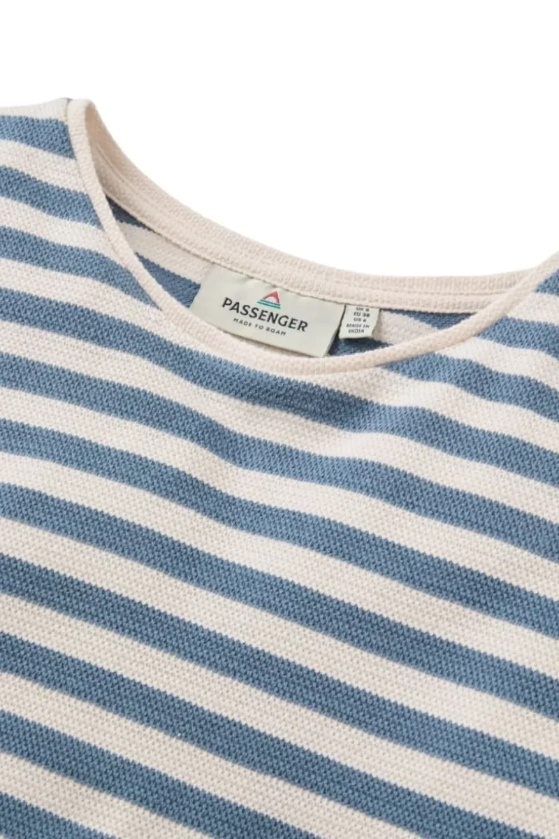 Passenger Womens Panorama Striped L/S T-Shirt in Stormy Blue / White Sand-1