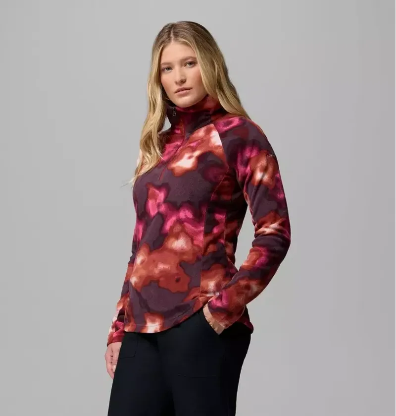 Columbia Womens Glacial IV Print 1/2 Zip Fleece in Red Oxide Dyeflower-2