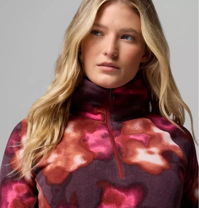 Columbia Womens Glacial IV Print 1/2 Zip Fleece in Red Oxide Dyeflower-4
