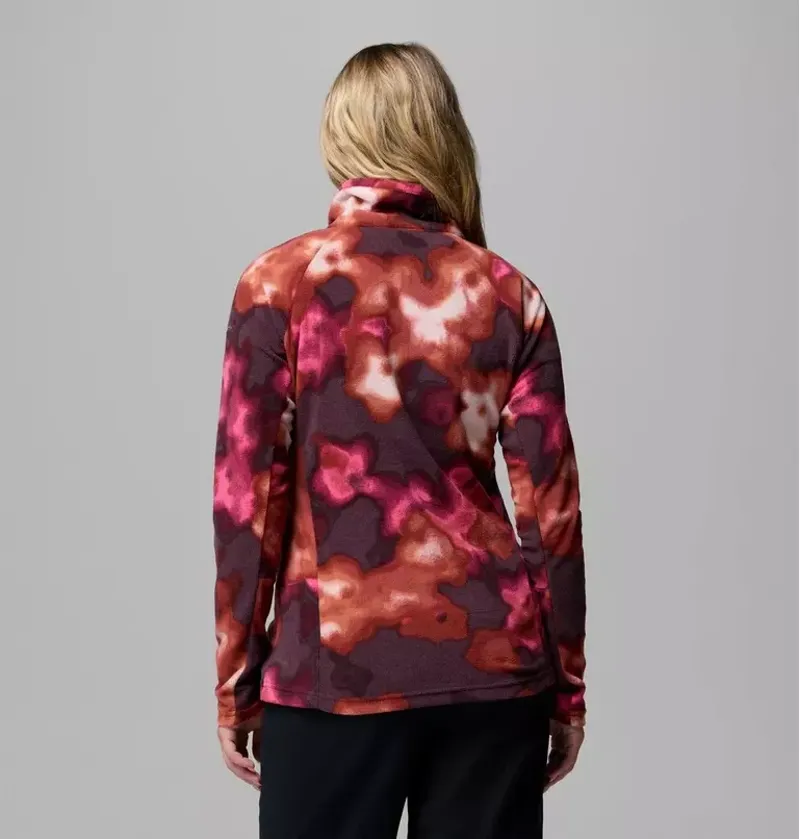 Columbia Womens Glacial IV Print 1/2 Zip Fleece in Red Oxide Dyeflower-3