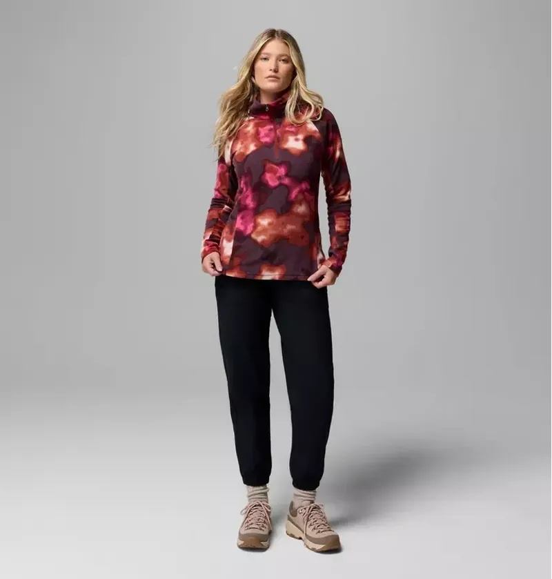 Columbia Womens Glacial IV Print 1/2 Zip Fleece in Red Oxide Dyeflower-1