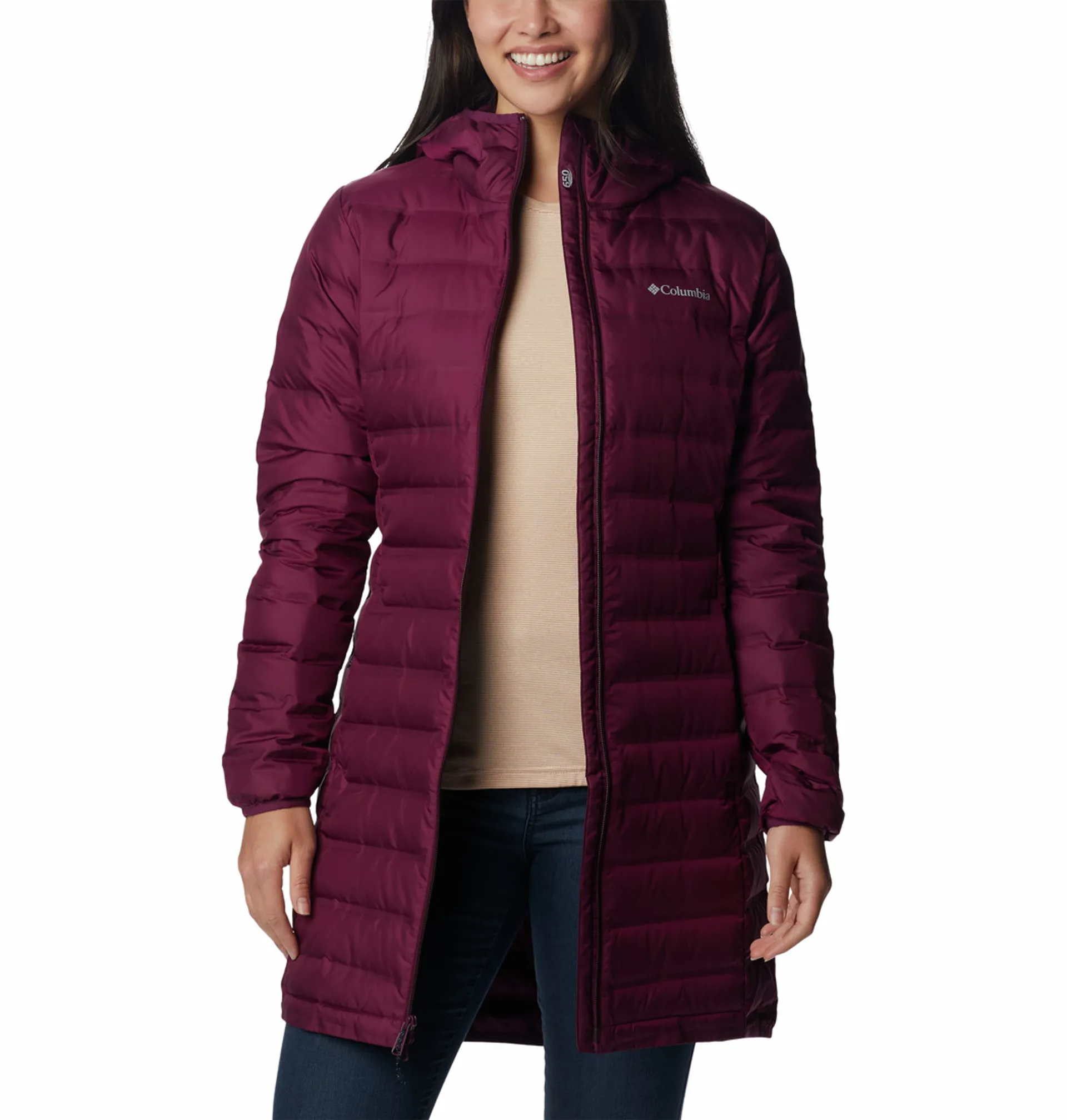 Columbia Women's Lake 22 Long Hooded Jacket in Marionberry