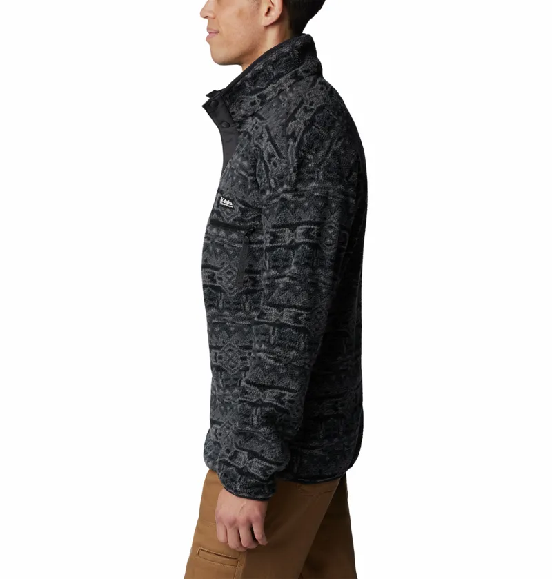 Columbia Men's Helvetia Half Snap Fleece in Black 80s Stripe Print-1