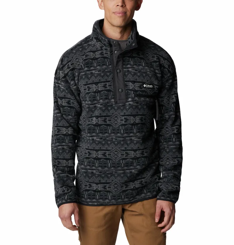 Columbia Men's Helvetia Half Snap Fleece in Black 80s Stripe Print