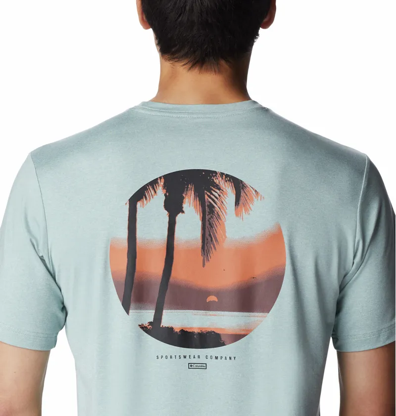 Columbia Tech Trail Graphic T-Shirt in Niagara Heather/Palmscape-4