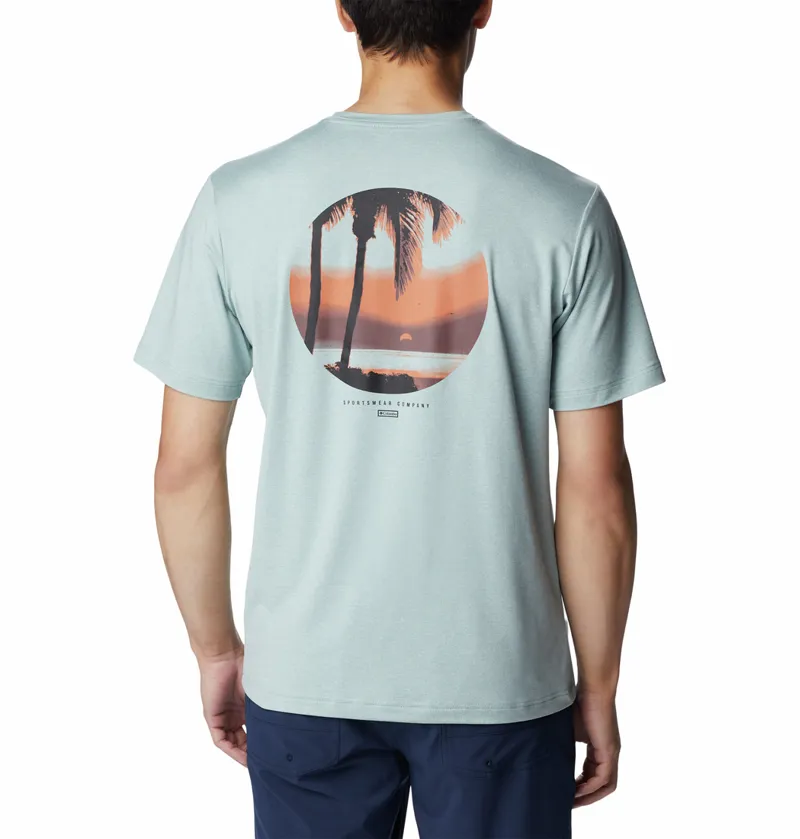 Columbia Tech Trail Graphic T-Shirt in Niagara Heather/Palmscape-2