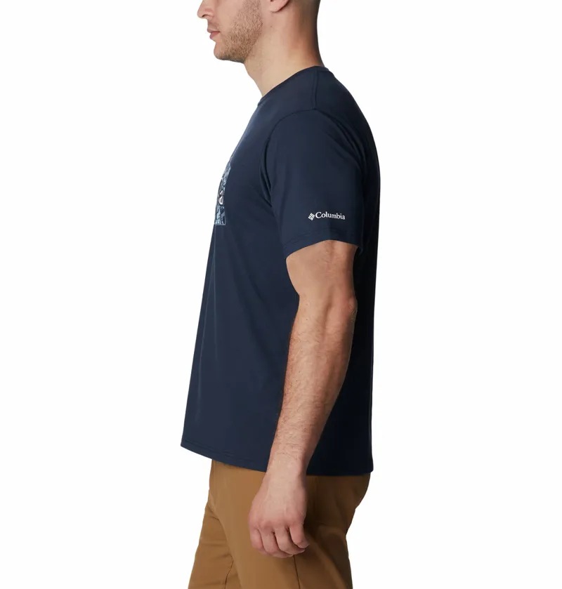 Columbia Men's Sun Trek Short Sleeve Graphic T-Shirt in Collegiate Navy/Palmed Hex-3