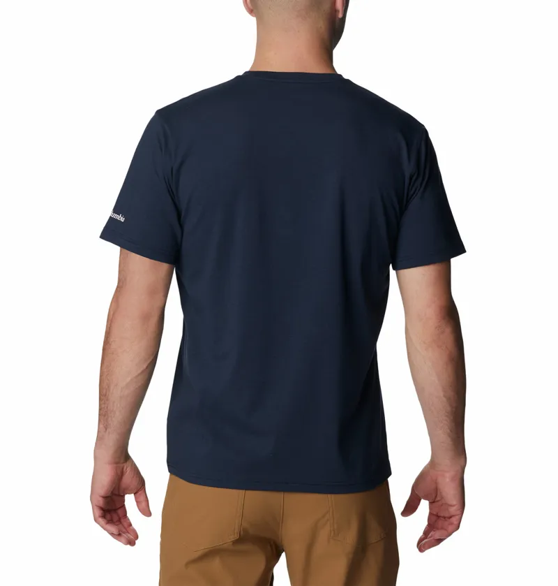 Columbia Men's Sun Trek Short Sleeve Graphic T-Shirt in Collegiate Navy/Palmed Hex-2