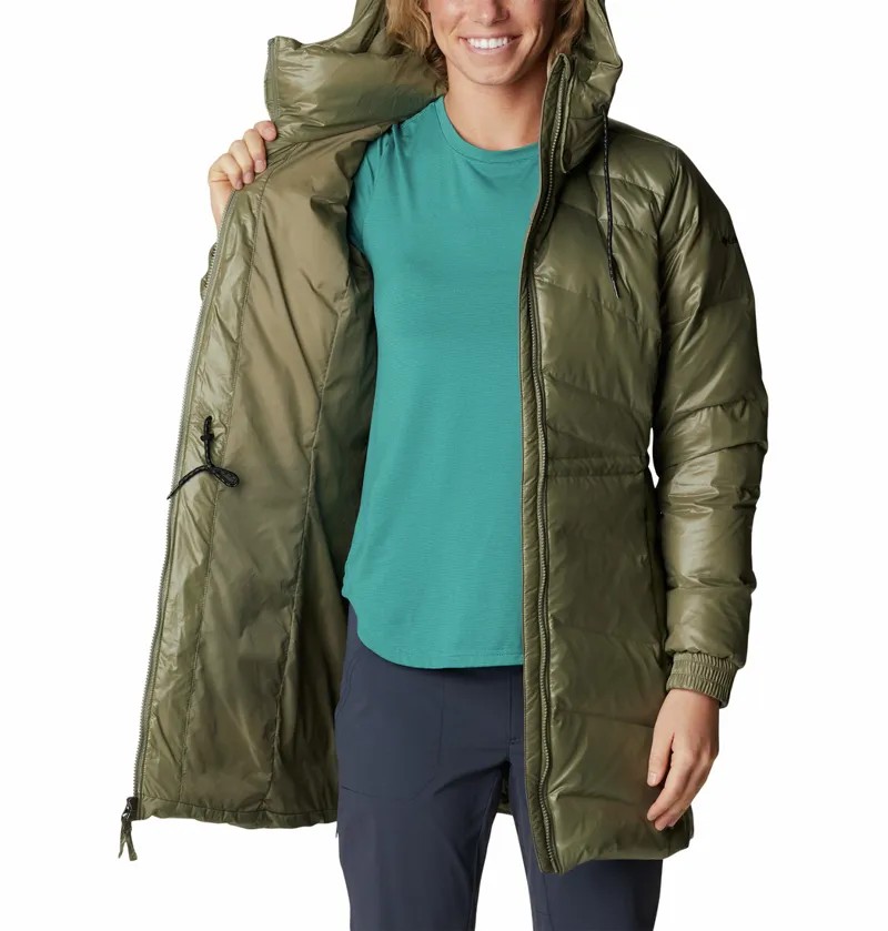 Columbia Women's Icy Heights II Down Mid Jacket in Stone Green Gunmetal-1