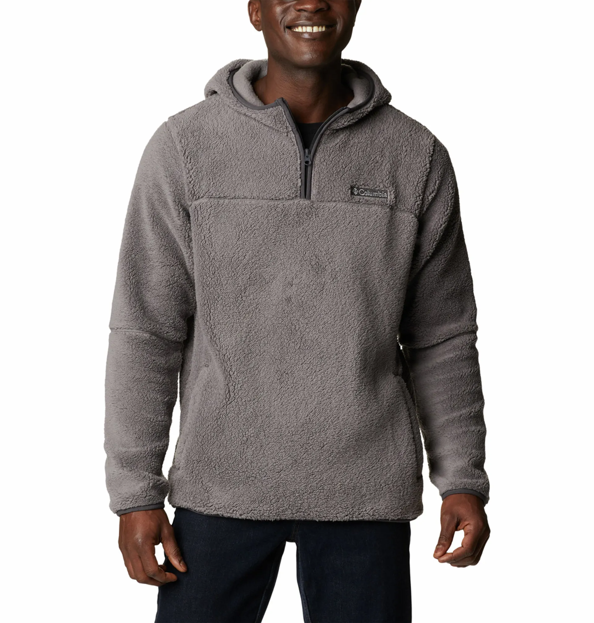 Columbia Men's Rugged Ridge III Sherpa Pullover Hoodie in City Grey