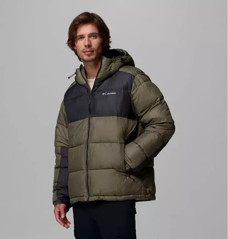 Columbia Mens Pike Lake II Hooded Jacket in Stone Green / Shark / Shark Zips-3