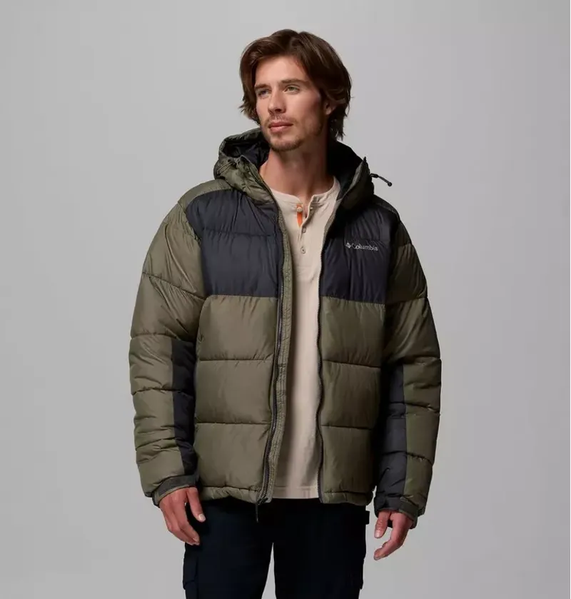 Columbia Mens Pike Lake II Hooded Jacket in Stone Green / Shark / Shark Zips-4