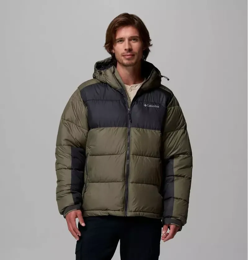 Columbia Mens Pike Lake II Hooded Jacket in Stone Green / Shark / Shark Zips-1