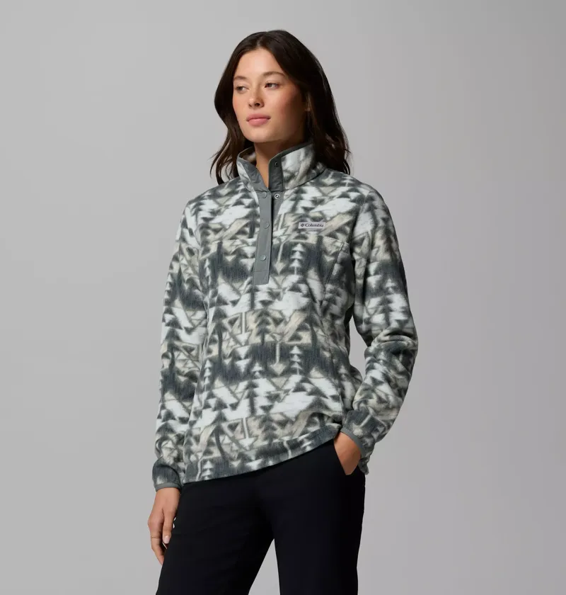 Columbia Womens Benton Springs Printed 1/2 Snap Fleece in Sedona Sage / Sketchup-1