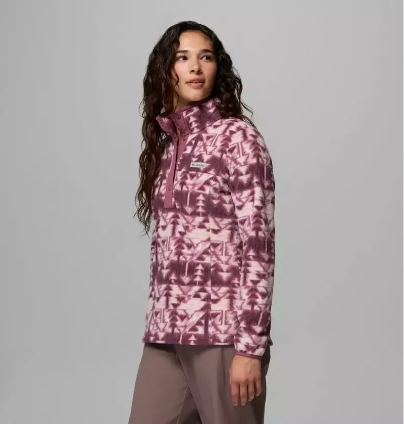 Columbia Womens Benton Springs Printed 1/2 Snap Fleece in Antique Mauve / Sketchup-3