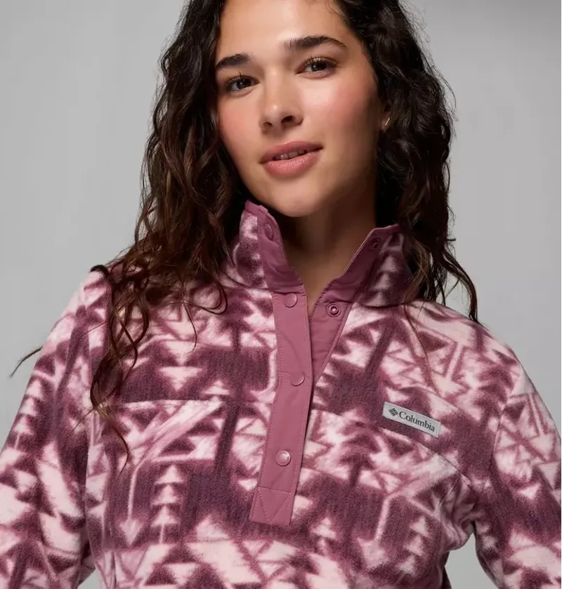 Columbia Womens Benton Springs Printed 1/2 Snap Fleece in Antique Mauve / Sketchup-4