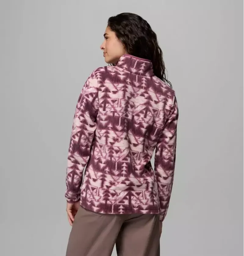 Columbia Womens Benton Springs Printed 1/2 Snap Fleece in Antique Mauve / Sketchup-2