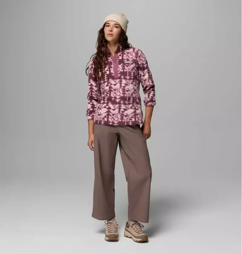 Columbia Womens Benton Springs Printed 1/2 Snap Fleece in Antique Mauve / Sketchup-1