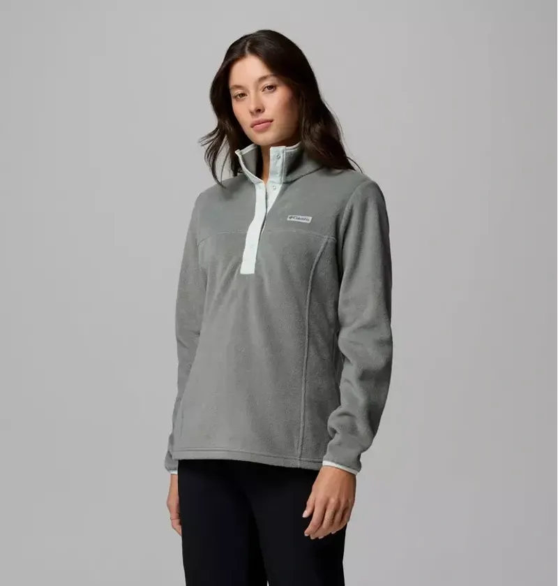 Columbia Womens Benton Springs 1/2 Snap Pull Over II Fleece in Sedona Sage / Tea Light-2